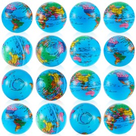 Gerrii 40 Pcs World Globe Stress Balls Bulk Operation Christmas Earth Globe Squeeze Ball 2.5 Inch Earth Day Party Favor Decoration Stress Ball Toys for School Prizes Relief Gifts