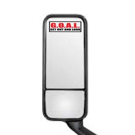 Goal 4" x 2" Mirror Stickers for semi Trucks Cars Automotive OSHA diesels- Get Out and Look - Safety Labels (100)