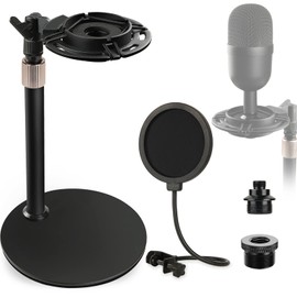Frgyee Seiren Mini Desktop Microphone Stand with Microphone Spider and Pop Protection, Adjustable Microphone Stand Reduces Vibration Noise, Table Mount for Razer Seiren Mini USB Streaming Microphone
