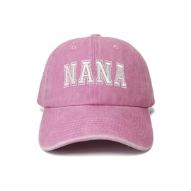 Shenbors Embroidered Nana Hat for Women, Washed Pink Baseball Cap Cotton Adjustable Trucker Hat, for Grandma