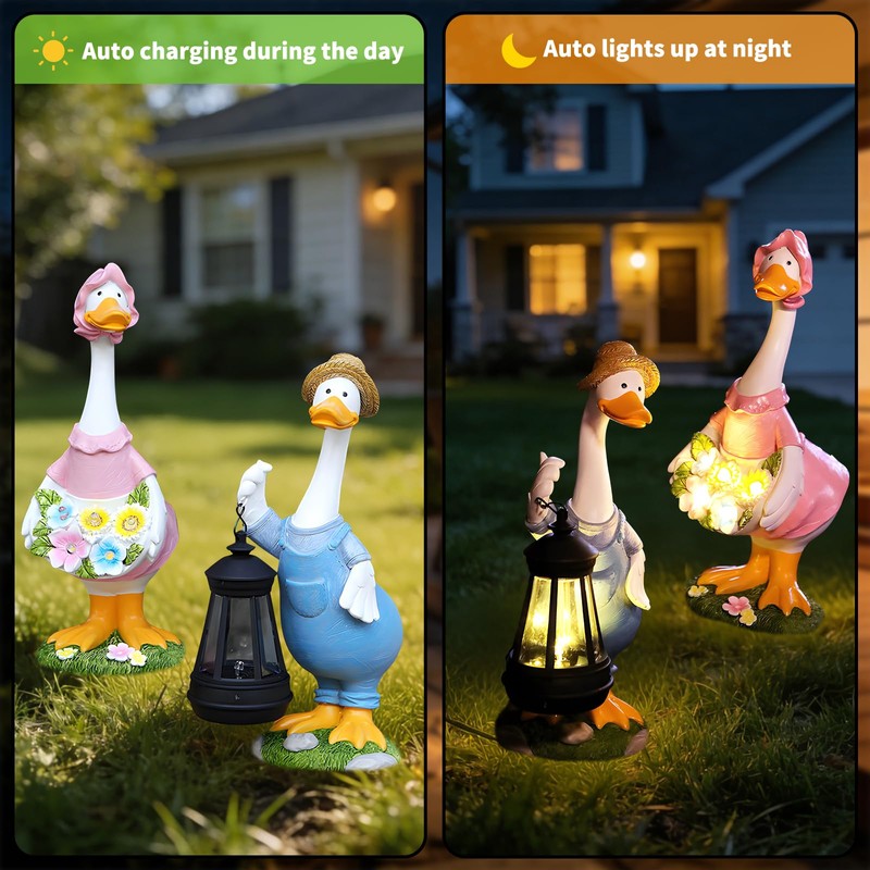 WATSAVPUP Goose Garden Statue Solar Light, Waterproof LED Decorative Lamp,