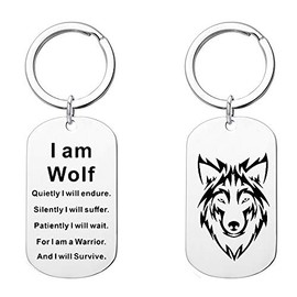 Wolf Keychain Wolf Keyring Gift for him for her Wolf Key Chain Wolf Pendant Animal Keyring Animal Keychain Wolf Jewelry Wild Animals, Silver