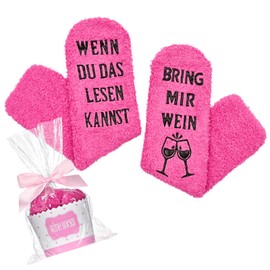 Livole Luxury Wine Socks with Muffin Gift Packaging Wine Lovers, Letter Print Socks If You Can Read This Bring Me Wine, Funny Casual Socks for Women Elderly, Friend and Lover, Bring Me Wine