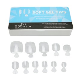 550 Puntas de Uñas de Gel Suave para Sistemas de Extensión de Gel en Remojo, Puntas de Gel de Uñas Postizas de Cubierta Completa Cortas Preformadas, Puntas de Gel Transparentes