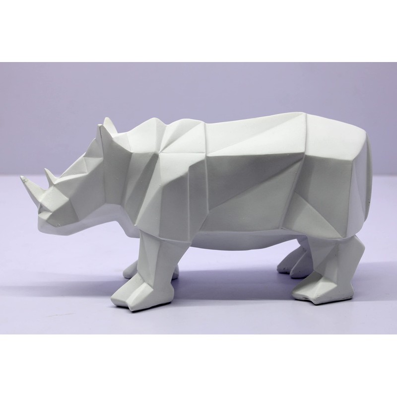 eSplanade RHINO White Resin Showpiece Figurine Home Decor 10" Length