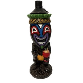 homestyles 13" H Friki Tiki Tribal Painted Solar Table Top Flickering Lights Totem Pole Bamboo Carved Full Body Base Statue with Daiquiri Party Drink and Hang Loose Hand Outdoor Garden Decor Decor