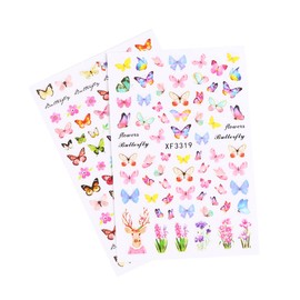OHPHCALL Diy Manicure Stickers 8 Sheets Butterfly Women Girls Ladies Nail Art Stickers Decals for Nail Wraps