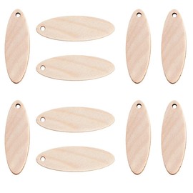 KISSITTY 200pcs Natural Unfinished Blank Wooden Oval Flat Pendants Wheat 1.4x0.47 Inch for Earring Pendant Jewelry DIY Craft Making