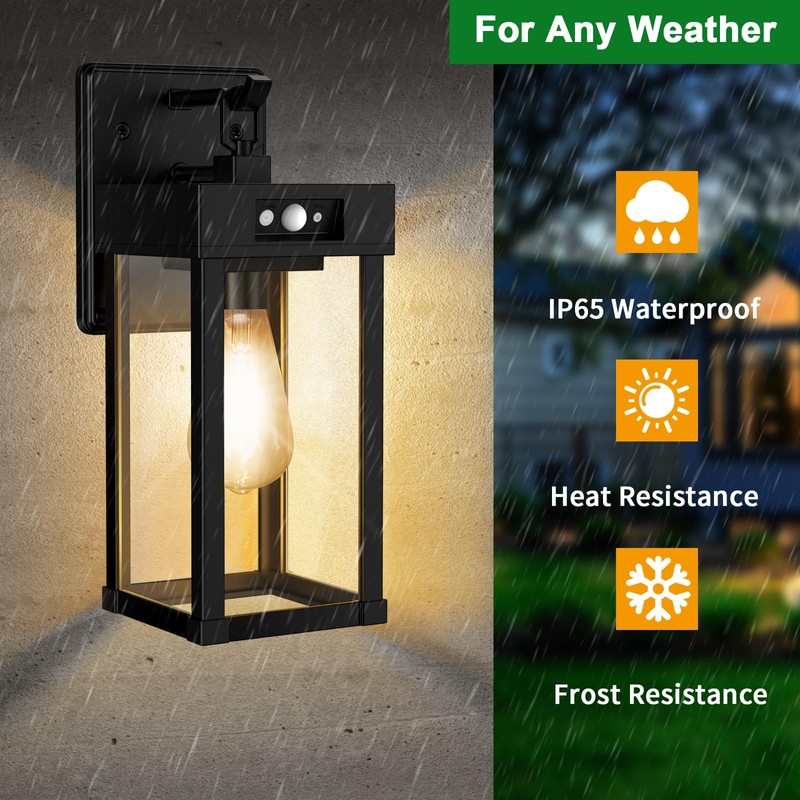 Auzev Outdoor Solar Wall Lights Fixtures Exterior Solar Wall Lantern