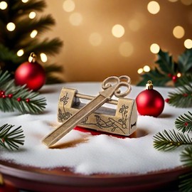 Vintage Style Chinese Mini Key Traditional Flower Padlock with Padlock Chinese Style Furniture Vintage Padlock (Bronze)