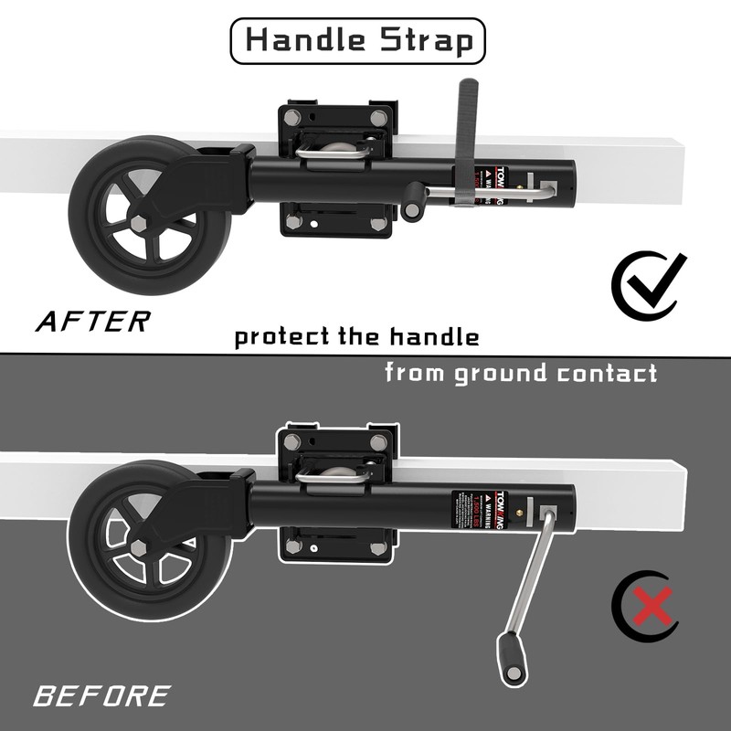 TOWKING 8" Spoke Wheel Trailer Jack, 10" Vertical Movement, 1500