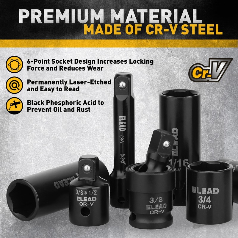 3/8'' Drive Impact Socket Set - 50-Piece Shallow & Deep