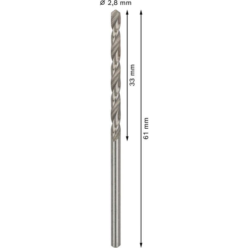 Bosch 2608595054 HSS-G DIN338 2,8x33x61, Silver, 2.8 x 33 x