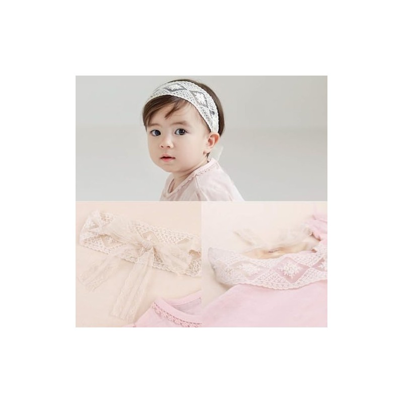 Diadema de Encaje Suave con Nudo de Lazo, 4 Pcs