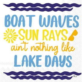 Boston International IHR - Servilletas de papel para bebidas de cóctel de 3 capas, 5 x 5 pulgadas, días del lago