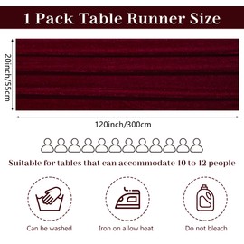 JALANCY Velvet Table Runner 20 x 120 Inches 10ft Luxurious Thick Soft Velvet Christmas Thanksgiving Wedding Reception Table Runner for Party Reception Decorations(Burgundy, 1 Pack)