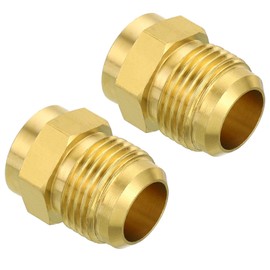 PATIKIL 5/8 SAE Male Thread Brass Flare Tube Fitting, 2 Pack Pipe Adapter Connector for Plumbing HVAC Air Conditioner