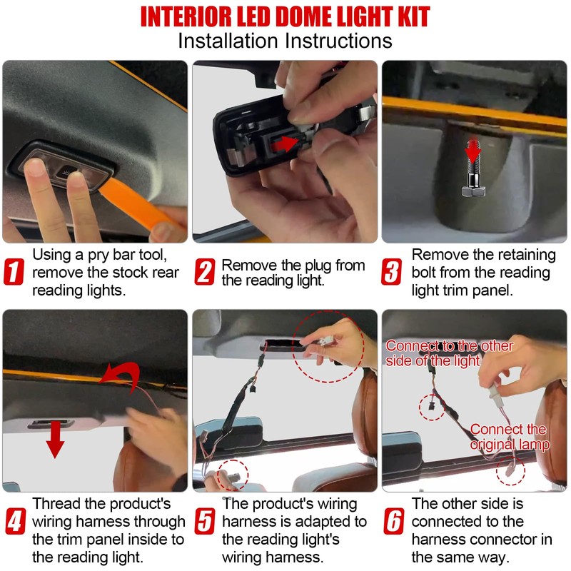 Mabett LED Interior Dome Lights 4Pcs Kit Fit Ford Bronco