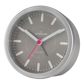 Atrium moderner Design Wecker Analog Quarz ohne Ticken mit Licht und Snooze Grau Silber Rund A261-19