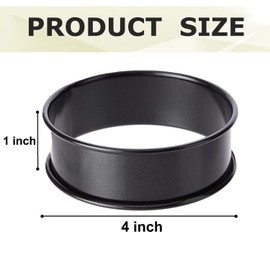 8Pcs Crumpet Rings - Nonstick Muffin Ring - Stainless Steel Tart Rings - Black (4 inch)