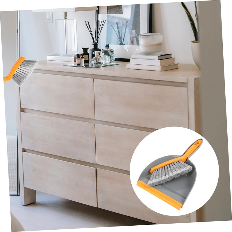 KOMBIUDA 1set Mini Dustpan and Broom for Desktop Cleaning Compact