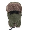 Unbranded Men's Winter Hat with Removable Face Mask Earflaps Faux Fur Hunting Outdoor Hat - Army Green