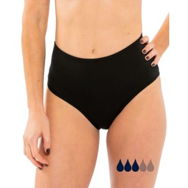 SORIO® Period Bikini with High Waistband for Women and Teenagers - Absorbent, Leak-proof and Odourless - Period Swimwear for Light and Medium Days - Covering, Comfortable and Discreet - Naya, Black