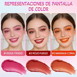 3PCS Rubor En Crema, Barra de Rubors de Maquillaje Portátil, Rubor para Labios y Mejillas, para Todos los Tonos de piel, Resistente al Agua y de Larga Duración