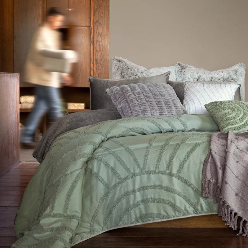 Vianney Cobertor King Size Xl Austral Verde Con Borrega Vianney