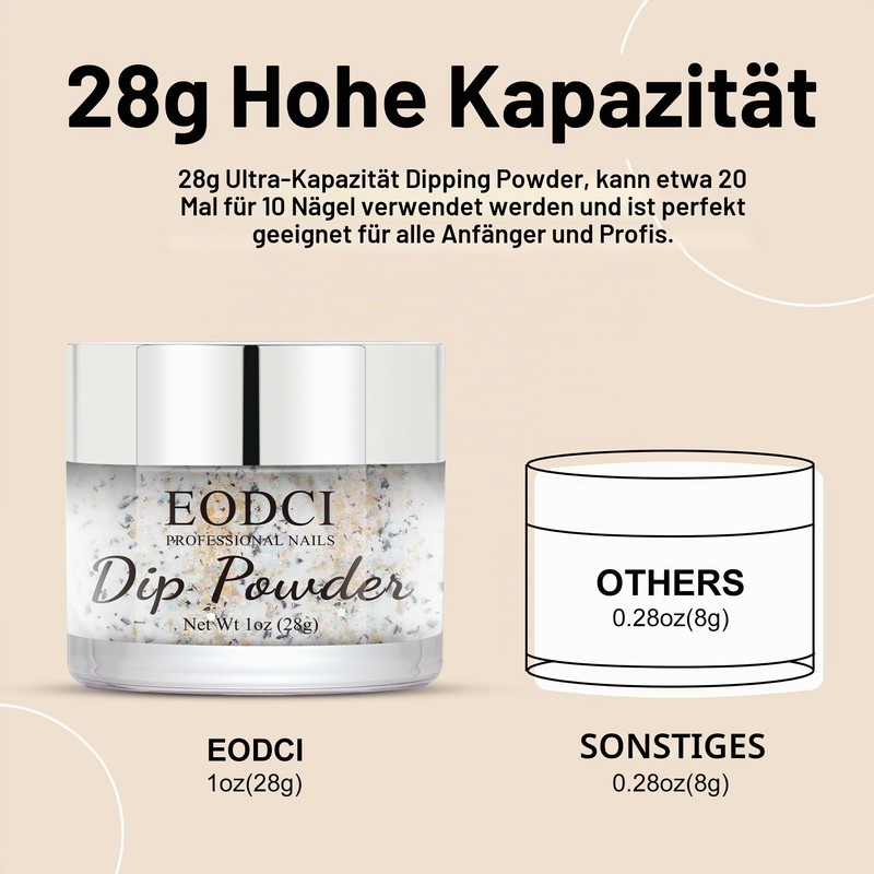EODCI Dipping Powder 28 g, White Eggshell Dipping Powder for