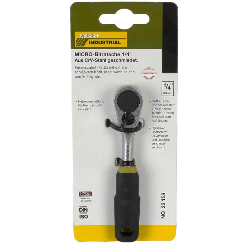 Proxxon 23158 Micro Ratchet (Screwdriver), 1/4 Inch Bit Holder, 23
