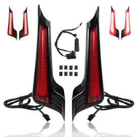 Motorcycle LED Tail Lights for Harley, Rear Fender Filler Panel Turn Signals Running Brake Lights Accessories for Harley Davidson Touring Road King Road/Street/Electra Glide 2014-Later, Black-Red Lens