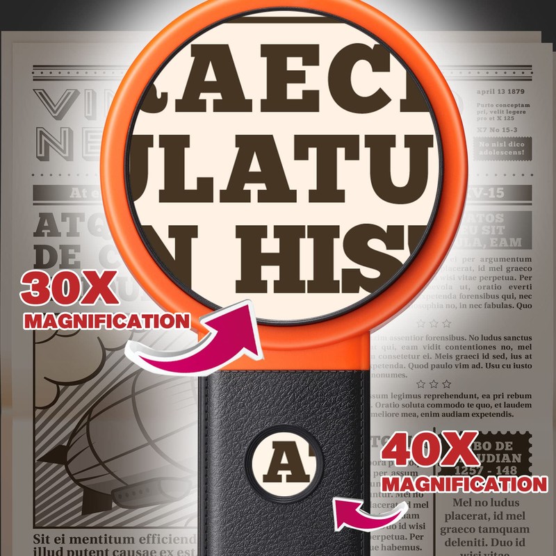 Dicfeos 30X 40X Magnifying Glass with Light and Stand, Non-Rechargeable,