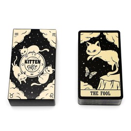 XUZOPIM Tarot Playing Cards 78 Kitten Tarot Cards Set Included For Destiny Divination Card Games For Parties For Experienced Players For Beginners