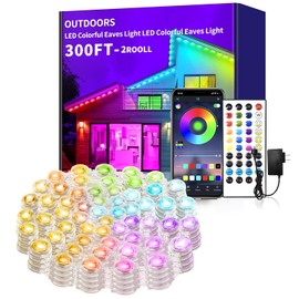 Yocrostar 300ft Permanent Outdoor Lights,RGB Eaves Lights,DIY Scene Modes IP67 Waterproof Outdoor Under Eave Lighting,Outdoor Lights for Outdoor Decor,Garden Decor,House,Party(2 Rolls 150FT)