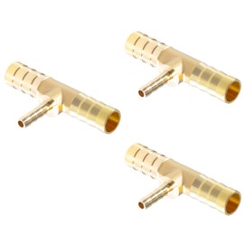 MSAEIQUN 3/8" X 5/32" X 3/8" Brab Reducing Tee Brass Barb Fittings for Gas/Fuel/Air (Pack of 3)