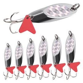 JSHANMEI Fishing Spoon Lures Metal Fishing Lures Spinnerbaits Set, 6pcs Hard Bait Sinking Lures Spoons with Treble Hook for Trout Bass Pike Sea Fishing Tackle(14g-6pcs)