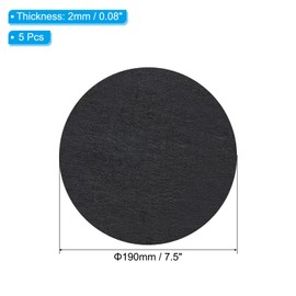 PATIKIL 7.5 Inch Diameter Lamp Base Felt, 5Pack 2mm Thickness Round Soft Adhesive Non-Slip Anti-Scratch Backed Felt for Lamp Furniture DIY Craft, Black