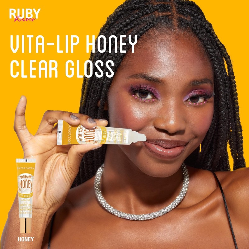 Ruby Kisses Broadway Vita-Lip Clear Lip Gloss (Honey 6 Pack),
