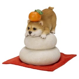 Uvia H24166 Kagami Mochi Ornament, Shiba Inu, 3.3 x 3.3 x 4.3 inches (8.5 x 8.5 x 11 cm), Doll, Figure, Figure, Animal, Garden, Decorative, Realistic, Cute, Cat