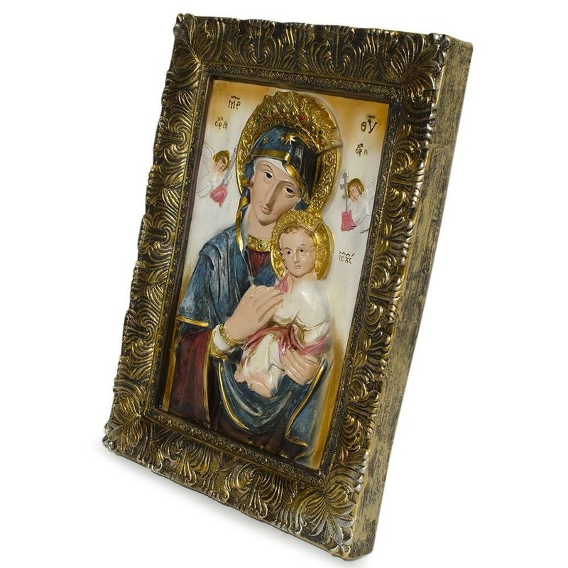 Mary with Jesus Christ Hand Painted Icon 12 Inches