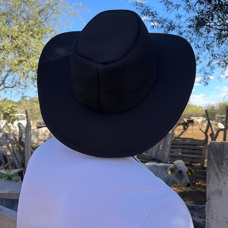 AIMBEAR Sombrero de Piel Color Negro con Malla | Plegable,