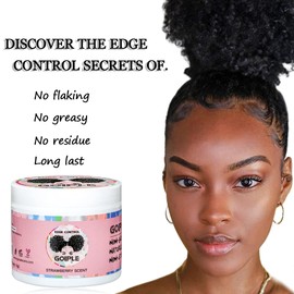 Goiple Goiple Edge Control Wax for Women Strong Hold Non-greasy Edge Smoother Strawberry Scent (4oz Edge Control + 0.7oz Travel Szie Edge Control Wax + Edge Brushes*2+Tie Band*2)