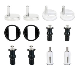 6 Pcs Toilet Seat Fixings, Quick Release Toilet Seat Fittings Universal Upgrade Toilet Seat Hinge Top Fittings Replacement Kit with Expanding Rubber Screws Nuts Bolts for WC Toilet Blind Holes 45mm