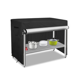 Bitubi 36 Inch Outdoor Prep Table Cover with Split Zipper, Waterproof Stainless Steel Prep & Work Table Cover for Patio Table- 36''L x 24''W x 35''H (Black)