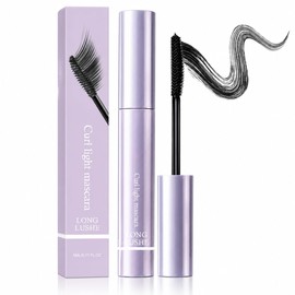 Curling Mascara with Curved Precision Brush, Lengthening & Lash Defining Mascara for Natural-Looking Volume, Waterproof Smudge-Resistant Black Mascara, Lightweight Long Wear Eye Makeup, Easy Removal
