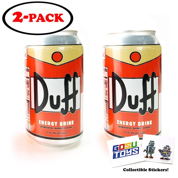 The Simpsons Duff A L'Orange Sparkling Beverage (2 Pack) Wonderful Orange Flavor with 2 GosuToys Stickers