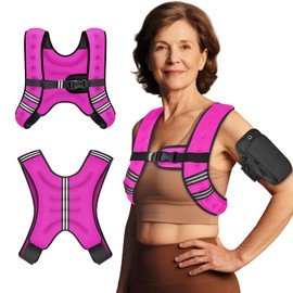 GEEBOBO Weighted Vest for Women Men, 8lb/12lb/16lb/20lb/25lb/30lb Weighted Vest Woman Adjustable Weights for Walking, Strength Training, Running, 8Lbs, Pink