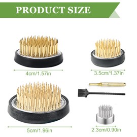 Set of 4 Flower Frog, Ikebana Kenzan with Corrector and Cleaning Brush, Flower Arrangement Round with Non-Slip Cover, Stainless Steel Round Holder, Flower Stick Gel for Flower Shops, Offices, Tea