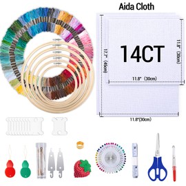 LoDrid Embroidery Starter Kit with Storage Bag, Cross Stitch Kits Tools with Case for Beginners, Adults, Craft Supplies Kits Bag for Easy Carrying, with Handles and Shoulder Strap, Totem